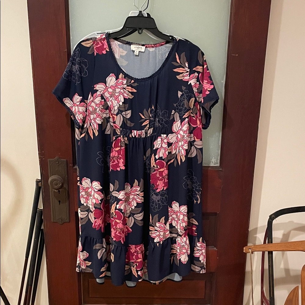 Umgee Navy and Pink Floral Dress